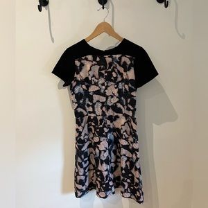 Club Monaco multi-colour dress with abstract print, back zipper detail, pockets